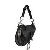 Vintage Christian Dior Saddle Bag Gunmetal Python and Black Leather Silver Hardware