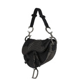 Vintage Christian Dior Saddle Bag Gunmetal Python and Black Leather Silver Hardware