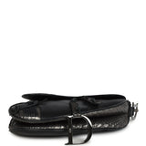 Vintage Christian Dior Saddle Bag Gunmetal Python and Black Leather Silver Hardware