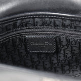 Vintage Christian Dior Saddle Bag Gunmetal Python and Black Leather Silver Hardware