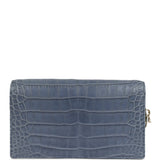 Christian Dior Convertible Clutch Bag Blue Alligator Light Gold Hardware