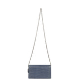 Christian Dior Convertible Clutch Bag Blue Alligator Light Gold Hardware