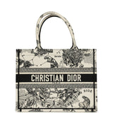Christian Dior "Zodiac" Medium Book Tote White and Black Embroidered Canvas