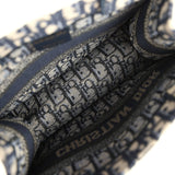 Pre-owned Christian Dior "Oblique" Small Book Tote Ecru and Navy Blue Embroidered Canvas