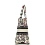 Christian Dior "Fleurs" Medium Book Tote White and Purple Multicolor Embroidered Canvas