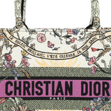Christian Dior "4 Saisons Eté Soleil" Medium Book Tote White and Purple Multicolor Embroidered Canvas
