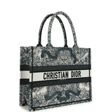 Christian Dior "All Around The World" Medium Book Tote Grey and Teal Multicolor Embroidered Canvas