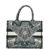 Christian Dior "All Around The World" Medium Book Tote Grey and Teal Multicolor Embroidered Canvas