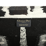 Christian Dior "Paris" Medium Book Tote Black and White Embroidered Canvas