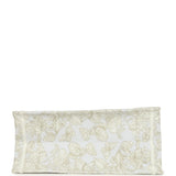 Christian Dior "All Around The World" Medium Book Tote White and Metallic Gold Embroidered Canvas