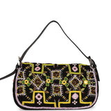 Vintage Fendi Baguette Bag Multicolor Bead Embroidered Canvas Silver Hardware
