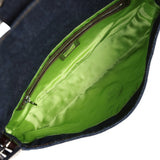 Vintage Fendi Baguette Bag Embroidered Denim Silver Hardware
