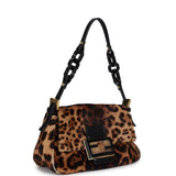 Vintage Fendi Leopard Mini Mama Bag Brown and Black Ponyhair Gold Hardware
