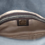 Vintage Fendi Baguette Bag Floral Applique Grey and Black Wool and Ponyhair Silver Hardware