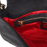 Vintage Fendi Baguette Bag Black Suede Gold Hardware