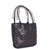 Goyard Goyardine Anjou Navy Mini Tote Bag Palladium Hardware