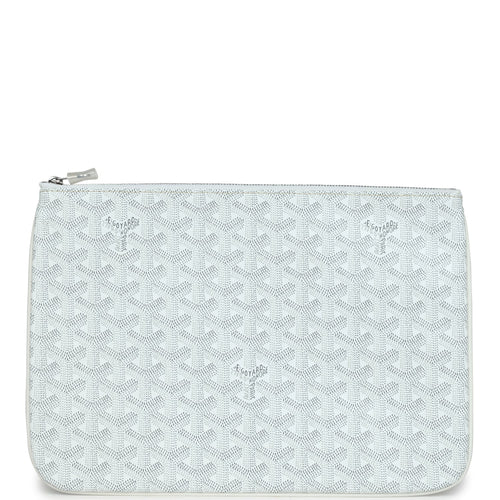 Goyard Goyardine White Senat MM Pouch Palladium Hardware