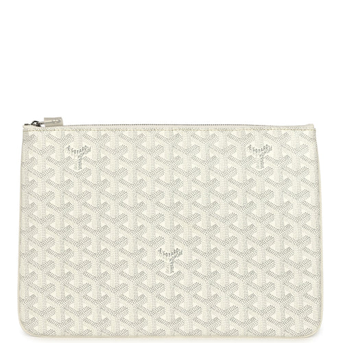 Goyard Goyardine White Senat MM Pouch Palladium Hardware
