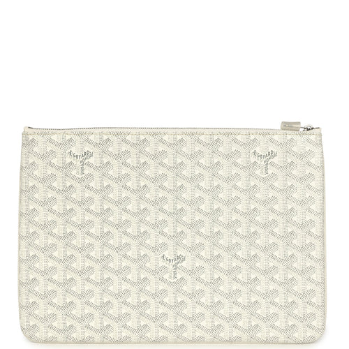 Goyard Goyardine White Senat MM Pouch Palladium Hardware