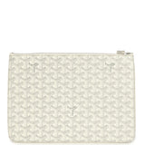 Goyard Goyardine White Senat MM Pouch Palladium Hardware