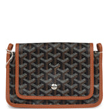 Goyard Plumet Pocket Wallet Black and Brown Goyardine Palladium Hardware