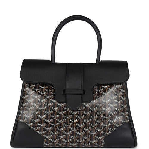 Goyard Saigon Tote Black Goyardine Canvas Palladium Hardware