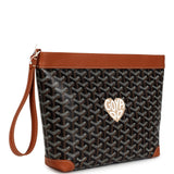 Goyard Cuir Goyardine Canvas Black and Tan Conti Pouch Palladium Hardware