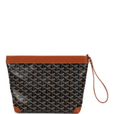 Goyard Cuir Goyardine Canvas Black and Tan Conti Pouch Palladium Hardware