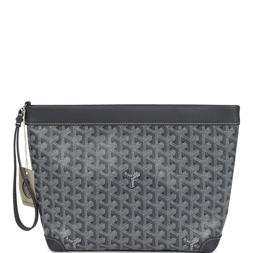 Goyard Goyardine Canvas Grey Conti Pouch Palladium Hardware