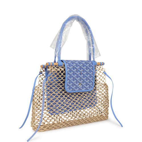 Goyard Goyardine Canvas Iris Aligre Bag Raffia Net Palladium Hardware