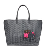 Goyard Goyardine Grey Anjou PM Embroidered Elephant Tote Palladium Hardware