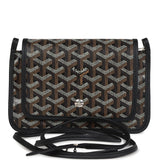 Goyard Plumet Pocket Wallet Black Goyardine Palladium Hardware