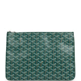 Goyard Goyardine Green Senat MM Pouch Palladium Hardware
