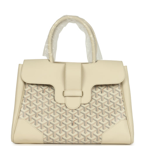 Goyard Goyardine Canvas Sand Saigon Tote Palladium Hardware