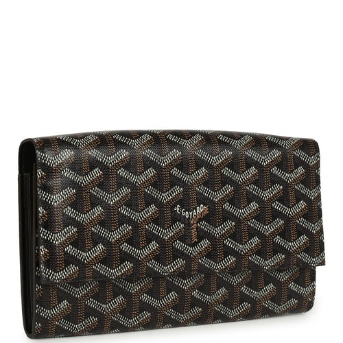 Goyard Goyardine Canvas Black Varenne Continental Wallet Bag Palladium Hardware