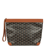 Goyard Goyardine Canvas Black and Tan Conti Pouch Palladium Hardware