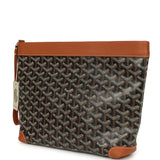 Goyard Goyardine Canvas Black and Tan Conti Pouch Palladium Hardware