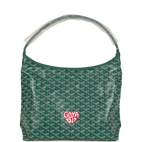 Goyard Goyardine Green Boheme Hobo Bag Palladium Hardware
