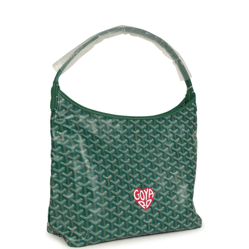 Goyard Goyardine Green Boheme Hobo Bag Palladium Hardware