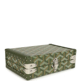 Goyard Goyardine Canvas Khaki Minaudière Trunk Bag Palladium Hardware