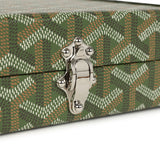 Goyard Goyardine Canvas Khaki Minaudière Trunk Bag Palladium Hardware