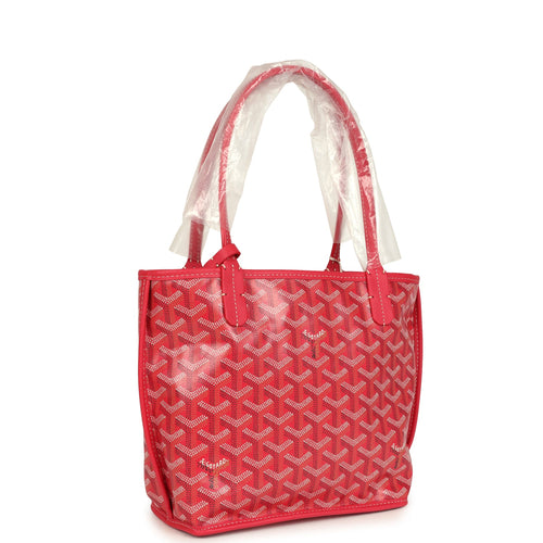 Goyard Goyardine Canvas Fuchsia Anjou Mini Tote Palladium Hardware