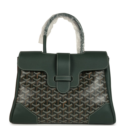 Goyard Saigon Tote Dark Green Goyardine Canvas Palladium Hardware