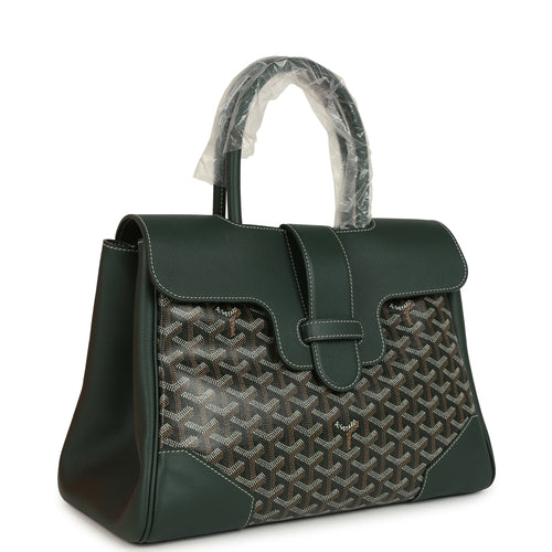 Goyard Saigon Tote Dark Green Goyardine Canvas Palladium Hardware