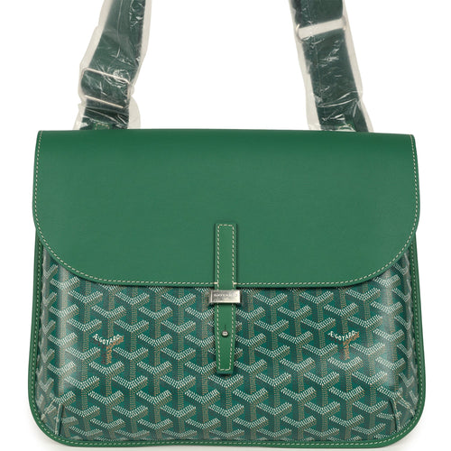 Goyard Coursier Messenger Bag Green Goyardine Canvas & Chevroches Calfskin Palladium Hardware