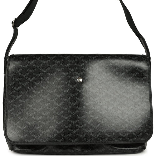 Goyard Goyardine Canvas Black Capetien MM Messenger Bag Palladium Hardware