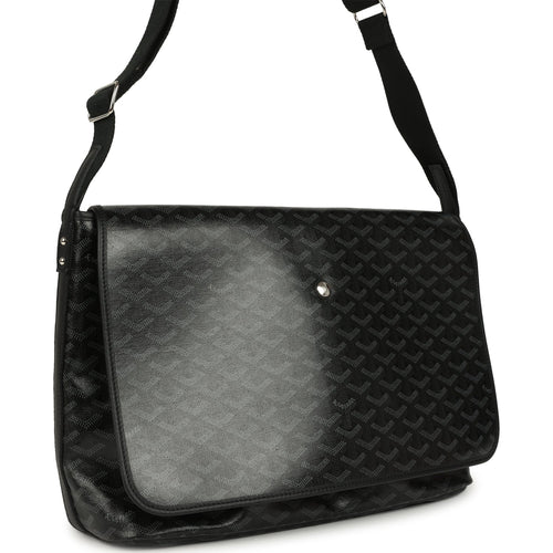 Goyard Goyardine Canvas Black Capetien MM Messenger Bag Palladium Hardware