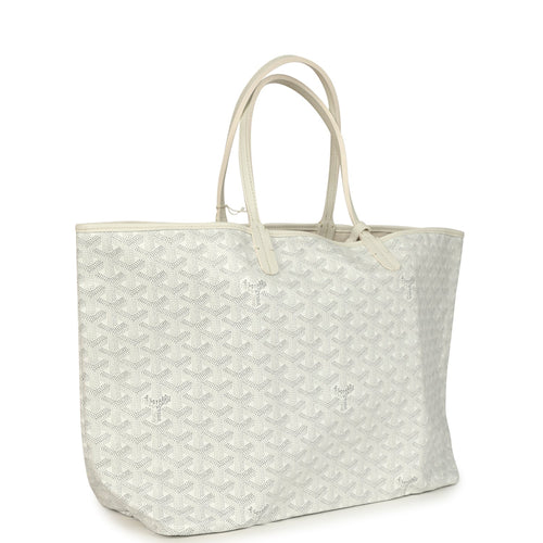 Goyard Goyardine White Saint Louis PM Tote Bag Palladium Hardware