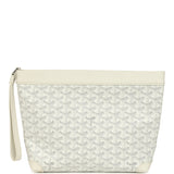 Goyard Goyardine Canvas White Conti Pouch Palladium Hardware