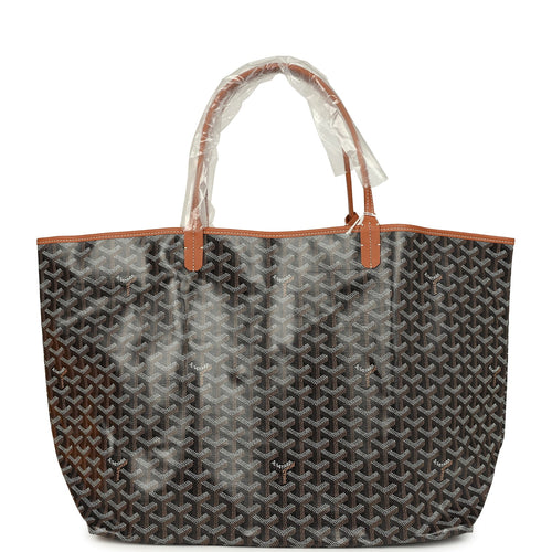 Goyard Goyardine Black and Brown St. Louis GM Tote Bag Palladium Hardware